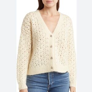 Industry wool blend open knit cardigan